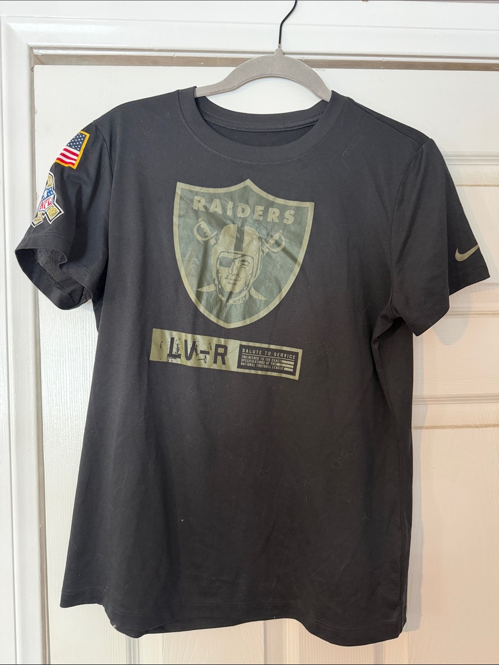 Raiders Black Graphic Tee with Sleeve Patches